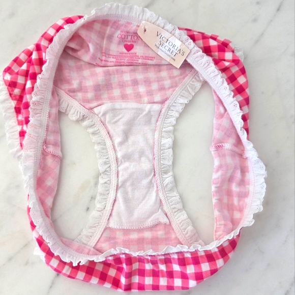 Victoria's Secret Vintage Plaid Low Rise Pink Hiphugger Panty Ruffle Trim NWT - Picture 6 of 12